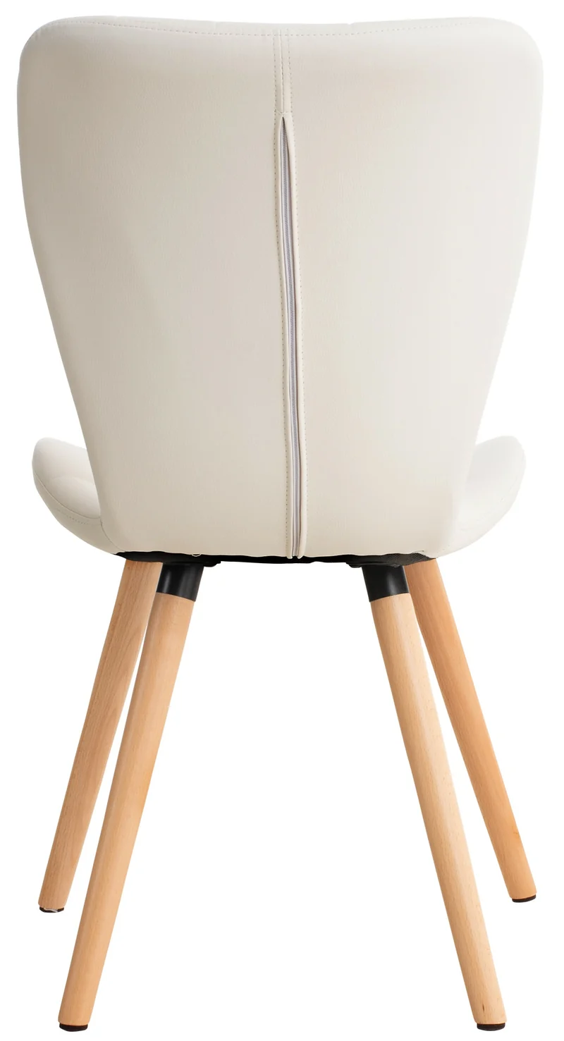 Lot de 2 chaises de salle à manger dossier haut coutures décoratives assise en PVC blanc 10_0001645