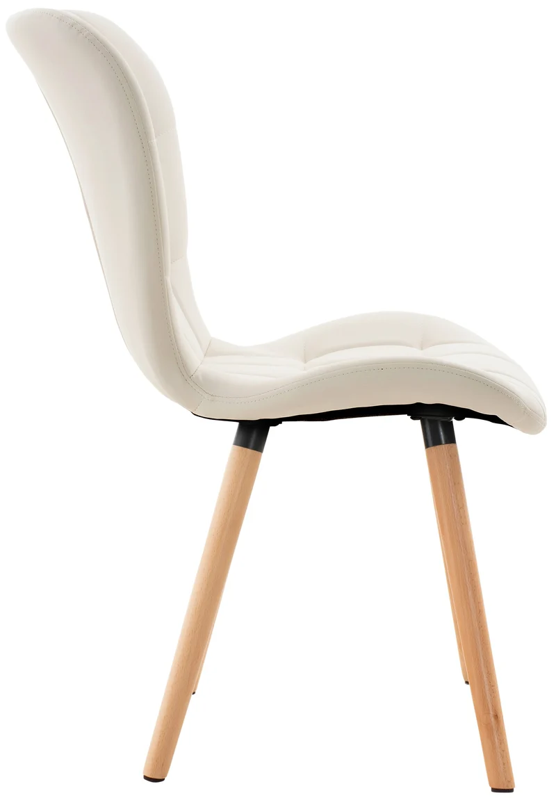 Lot de 2 chaises de salle à manger dossier haut coutures décoratives assise en PVC blanc 10_0001645