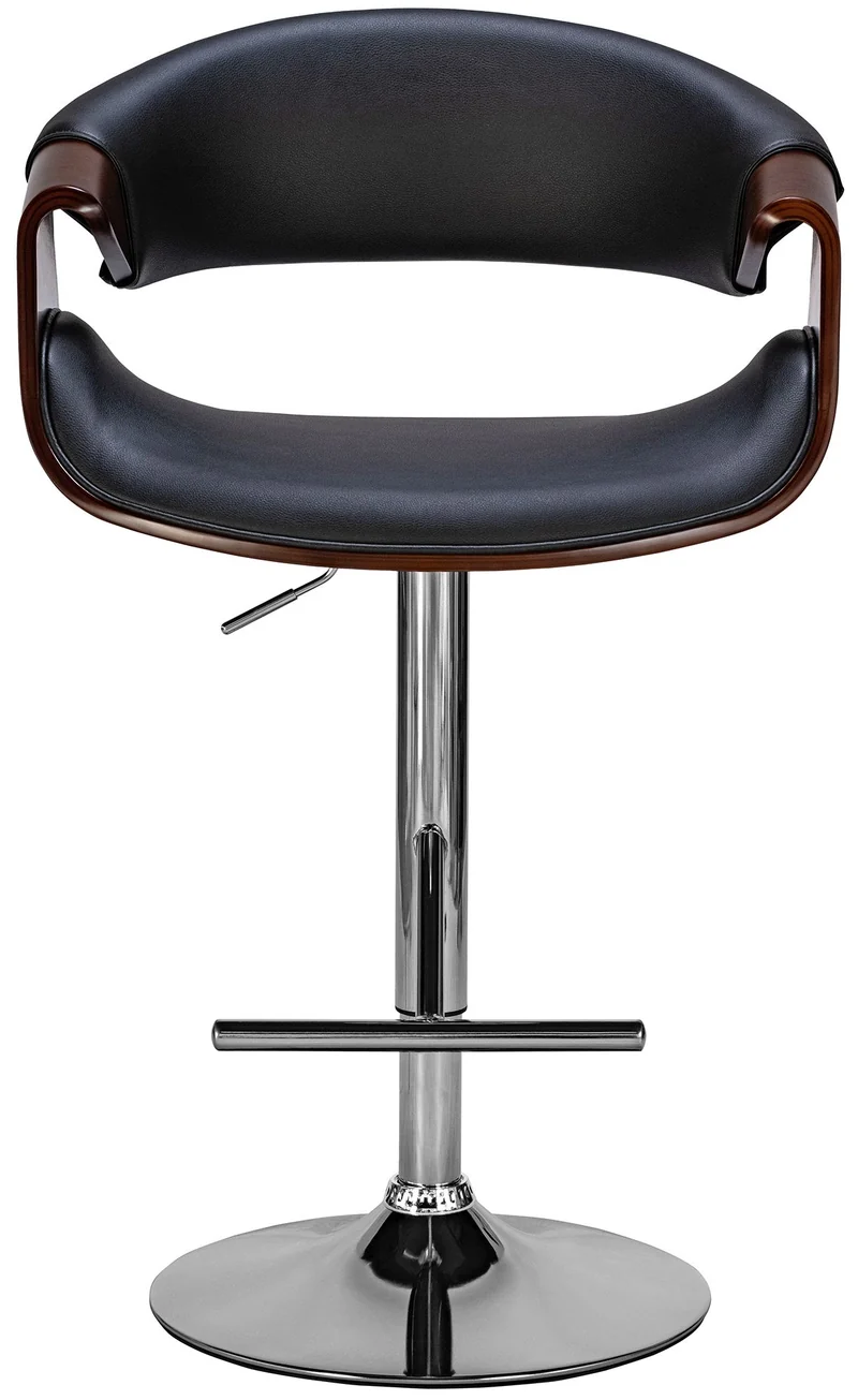 Lot de 2 tabourets de bar style moderne rétro en PVC noir bois couleur noyer cadre en métal 10_0006216