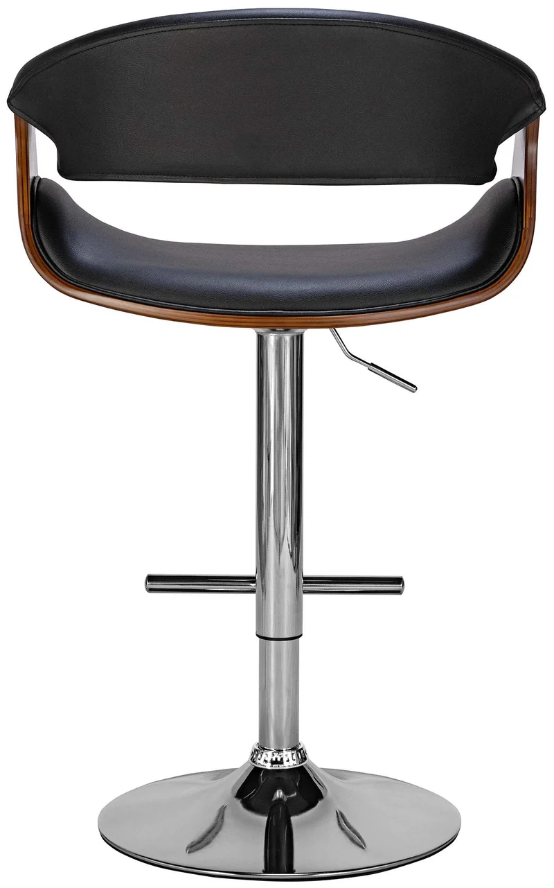 Lot de 2 tabourets de bar style moderne rétro en PVC noir bois couleur noyer cadre en métal 10_0006216