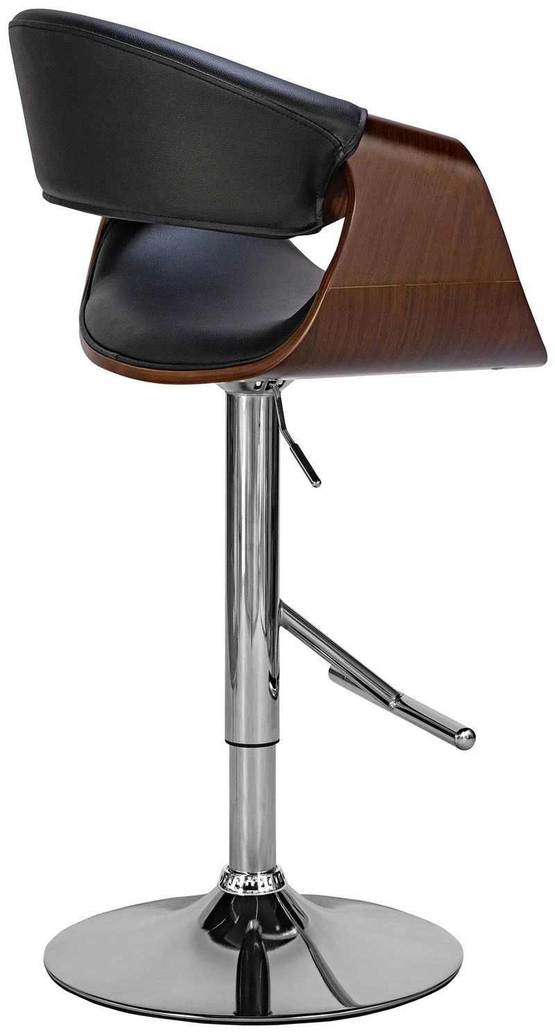 Lot de 2 tabourets de bar style moderne rétro en PVC noir bois couleur noyer cadre en métal 10_0006216