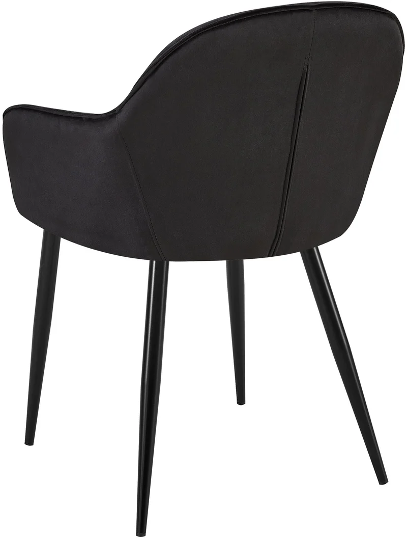 Chaise de salle à manger x1 moderne et confortable en velours noir et pieds en métal noir 10_0001998