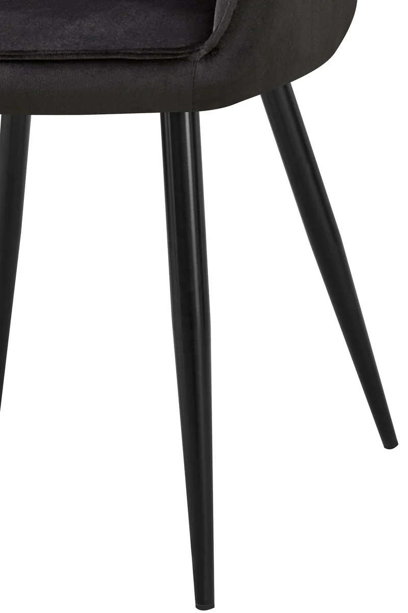 Chaise de salle à manger x1 moderne et confortable en velours noir et pieds en métal noir 10_0001998