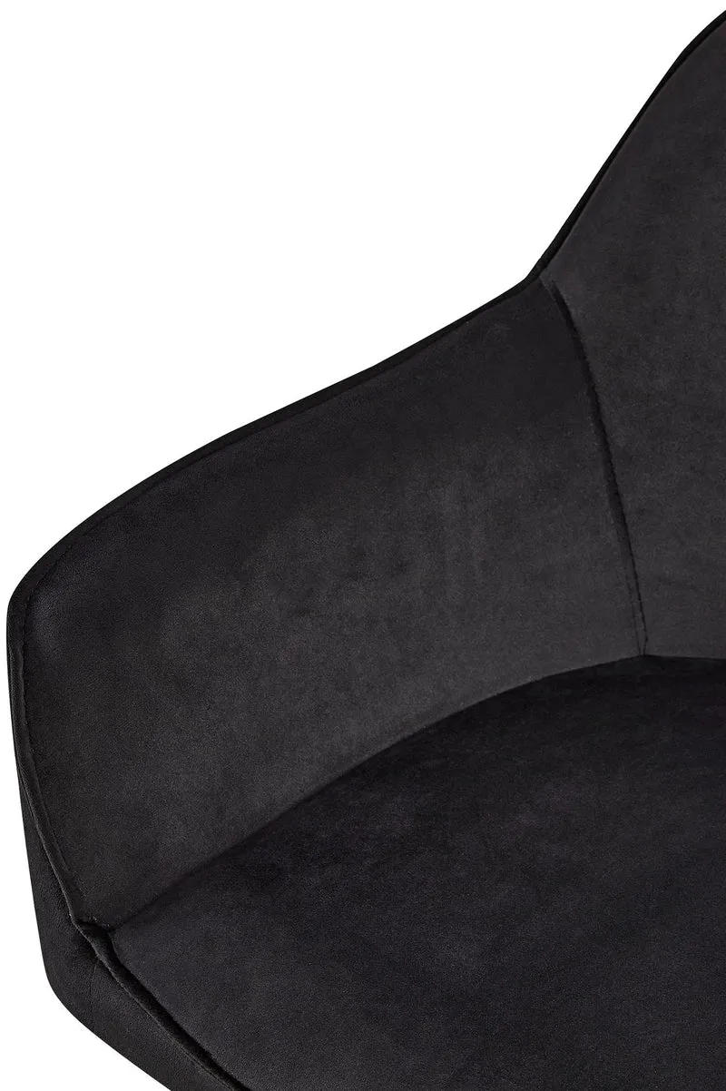 Chaise de salle à manger x1 moderne et confortable en velours noir et pieds en métal noir 10_0001998