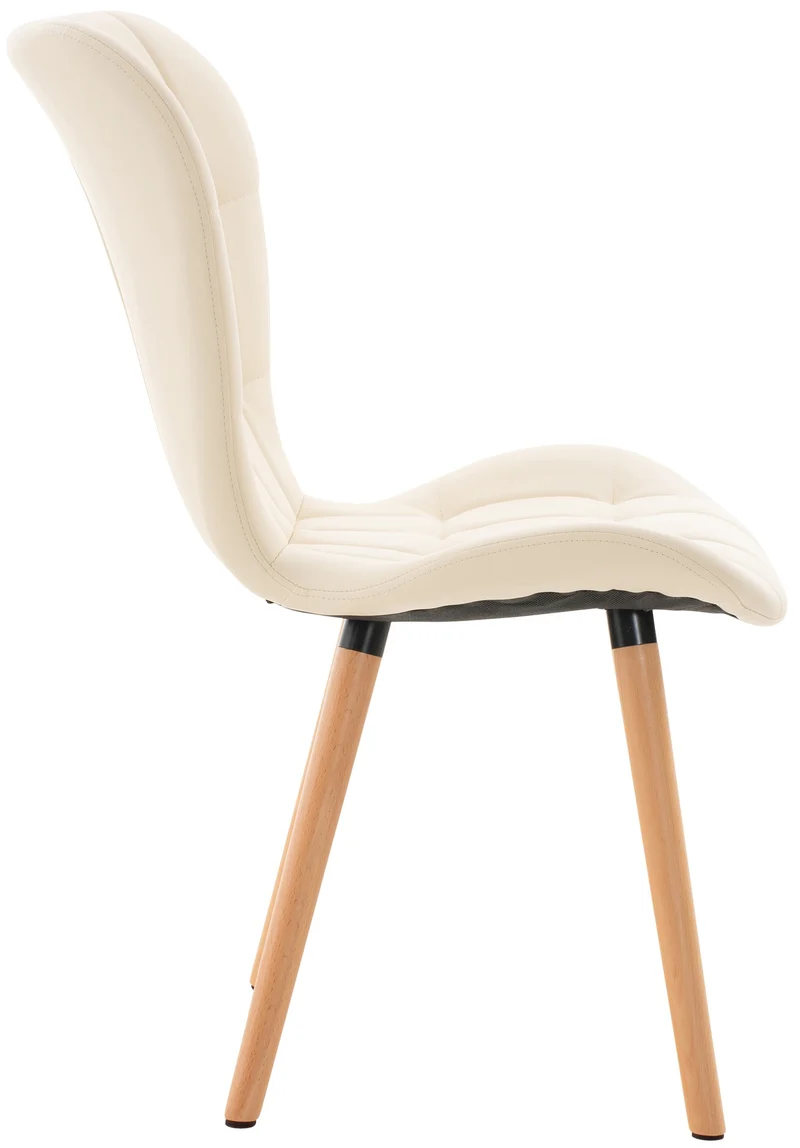 Lot de 2 chaises de salle à manger dossier haut coutures décoratives assise en PVC crème 10_0001640