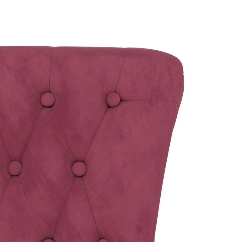 Chaise à dossier haut rouge en velours bordeaux boutons décoratifs DEC026250