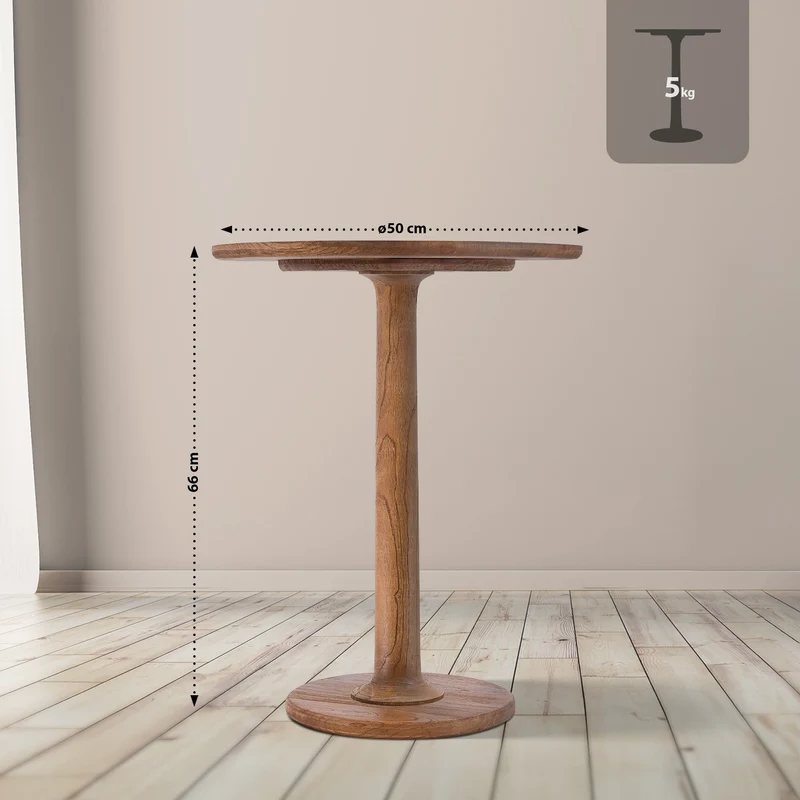 Table d'appoint ronde en bois de mindi massif Ø 50 cm style maison de campagne 10_0009230