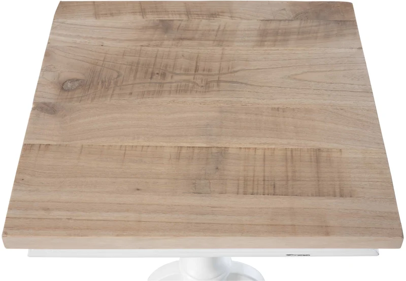 Table d'appoint 70 x 75 x 70 cm en bois de mindi massif et métal blanc style moderne 10_0009206