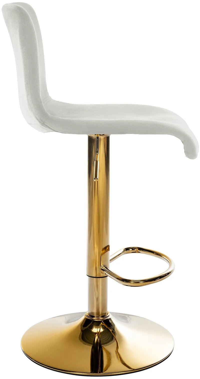 Tabouret de bar x1 réglable en hauteur en velours crème avec dossier style moderne 10_0006270