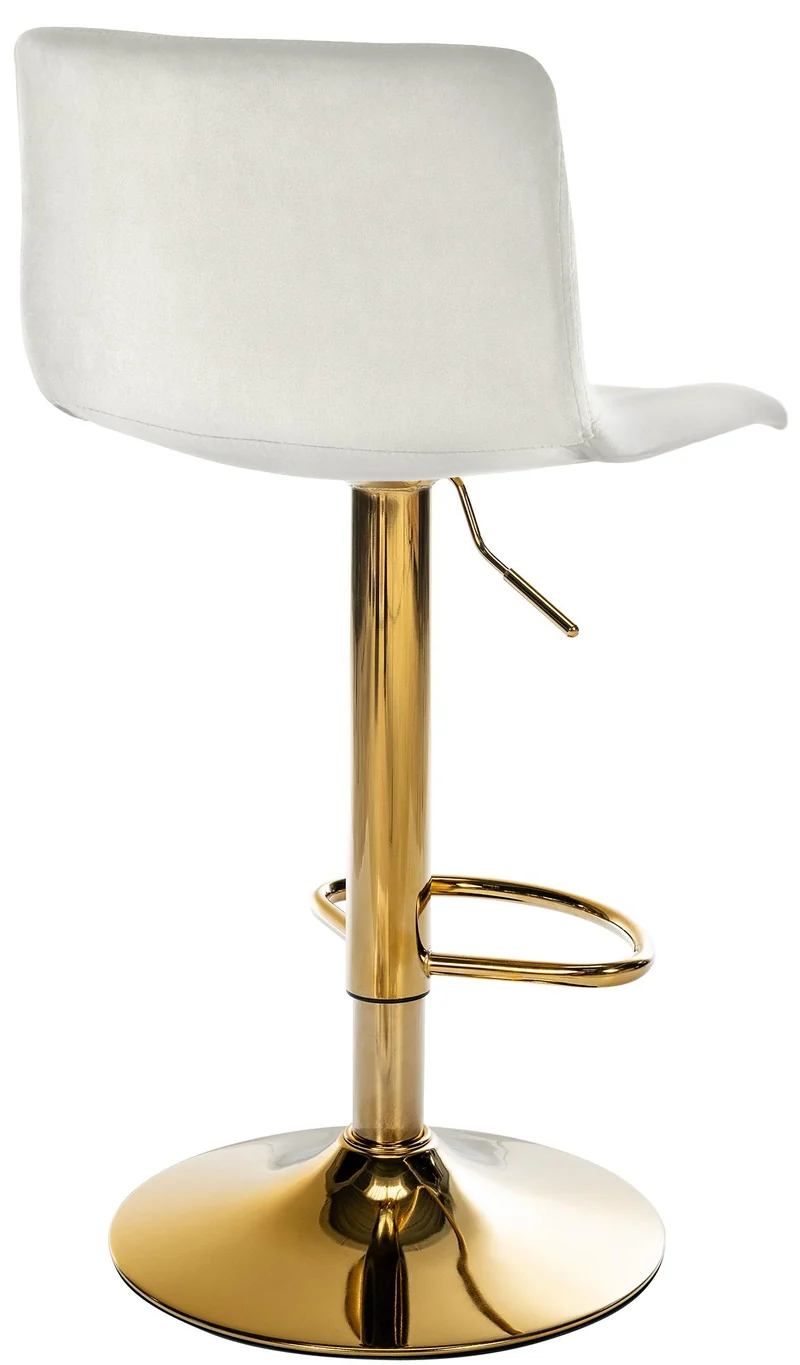 Tabouret de bar x1 réglable en hauteur en velours crème avec dossier style moderne 10_0006270
