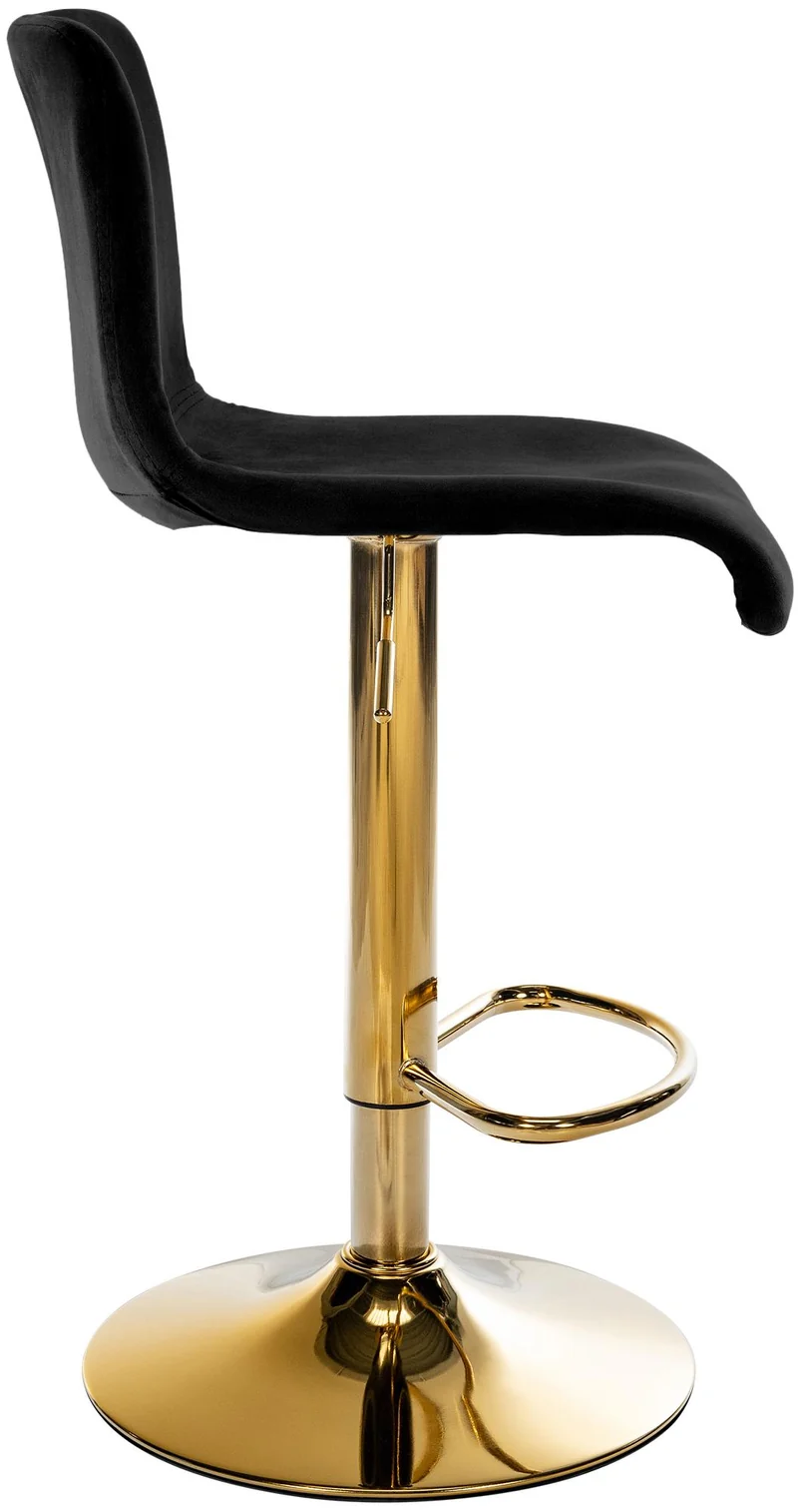 Tabouret de bar x1 en velours noir métal noir réglable 360° charge 110 kg 10_0006269