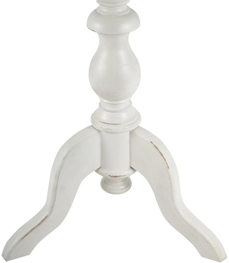 Table d'appoint en bois de mindi blanc antique Ø 50 cm style shabby chic 10_0009144