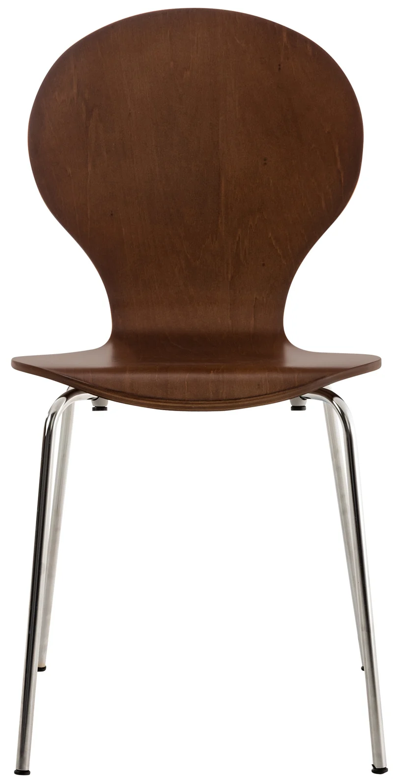 Lot de 2 chaises empilables en bois marron et métal chromé style moderne 10_0008347