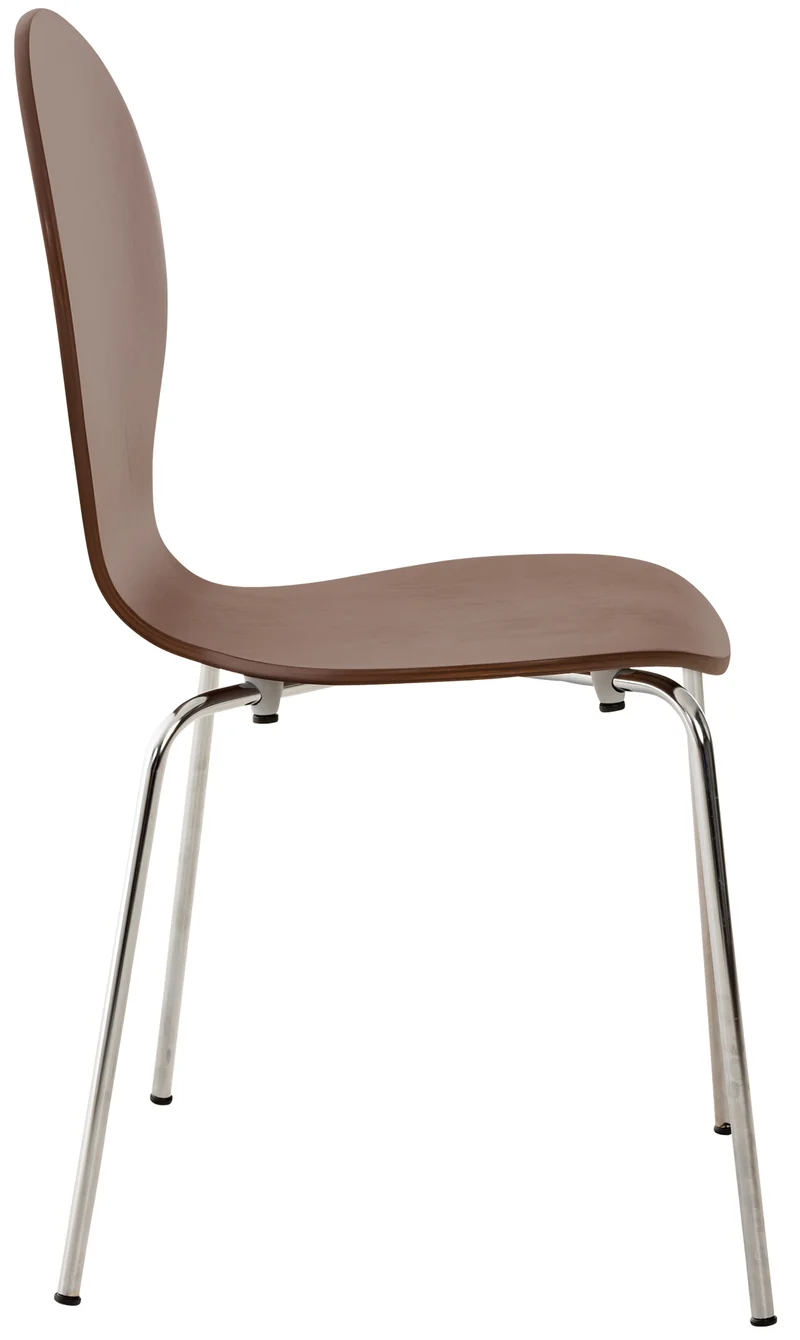 Lot de 2 chaises empilables en bois marron et métal chromé style moderne 10_0008347