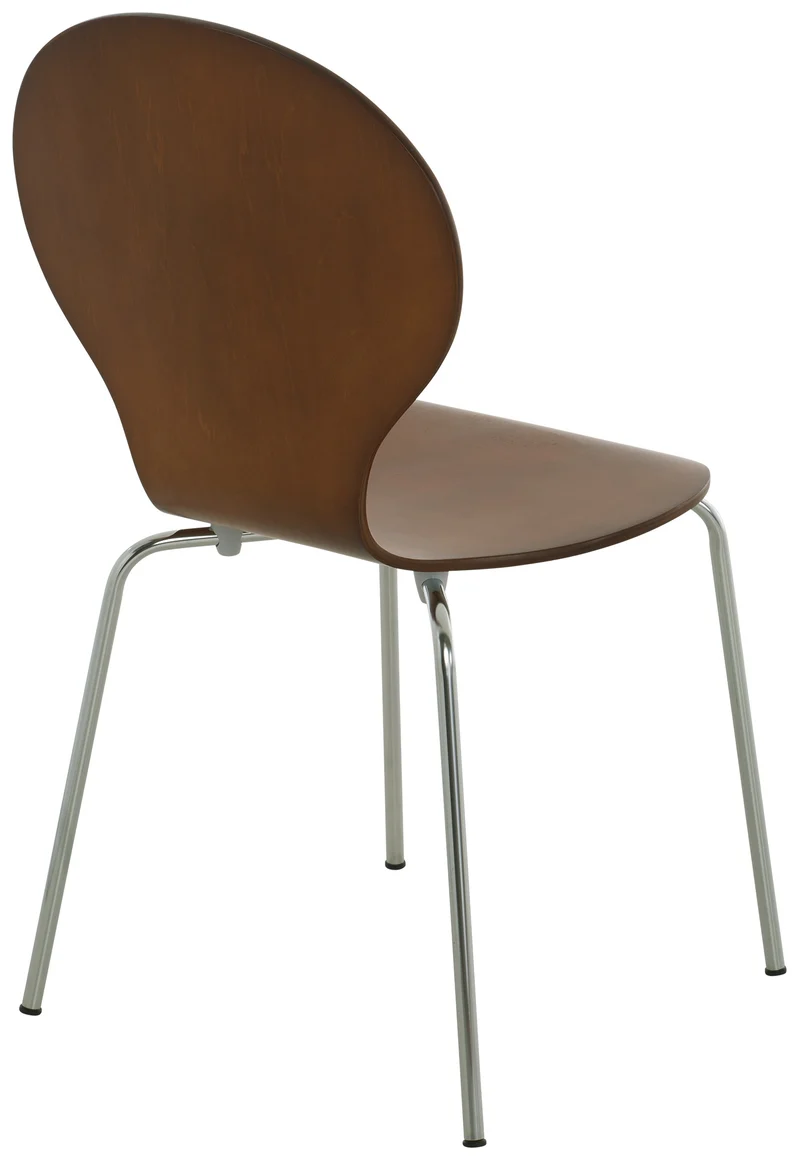 Lot de 2 chaises empilables en bois marron et métal chromé style moderne 10_0008347