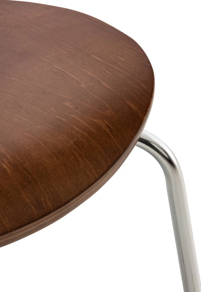 Lot de 2 chaises empilables en bois marron et métal chromé style moderne 10_0008347