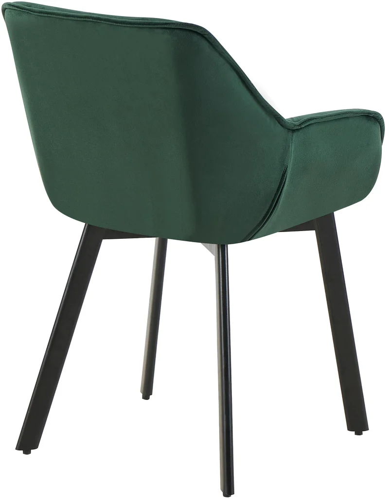 Chaise de salle à manger x1 assise pivotante en velours vert motif matelassé cadre métal 10_0007182