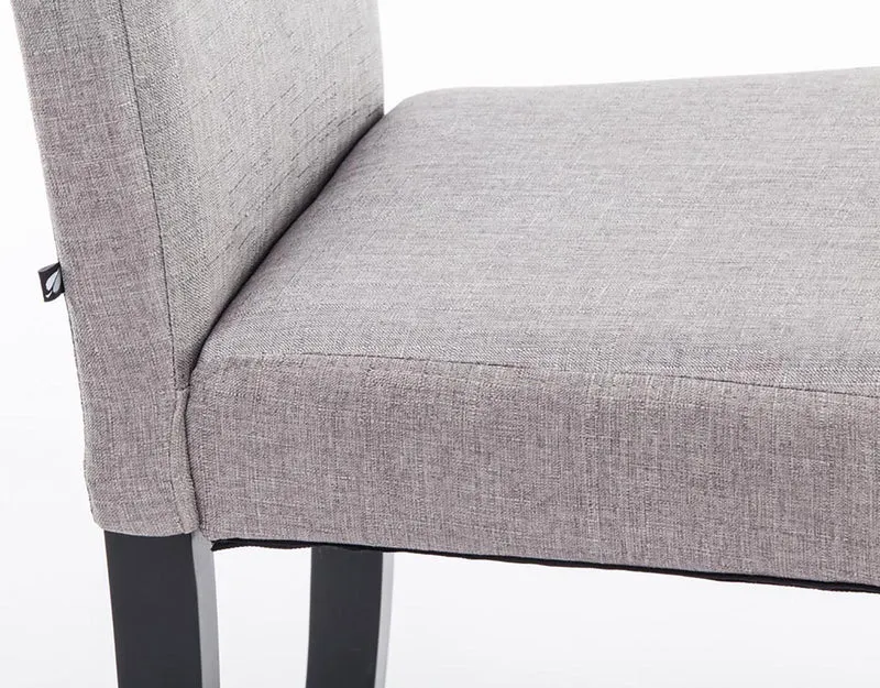 Lot de 2 chaises de salle à manger design moderne en tissu gris clair et pieds en bois noir 10_0001558