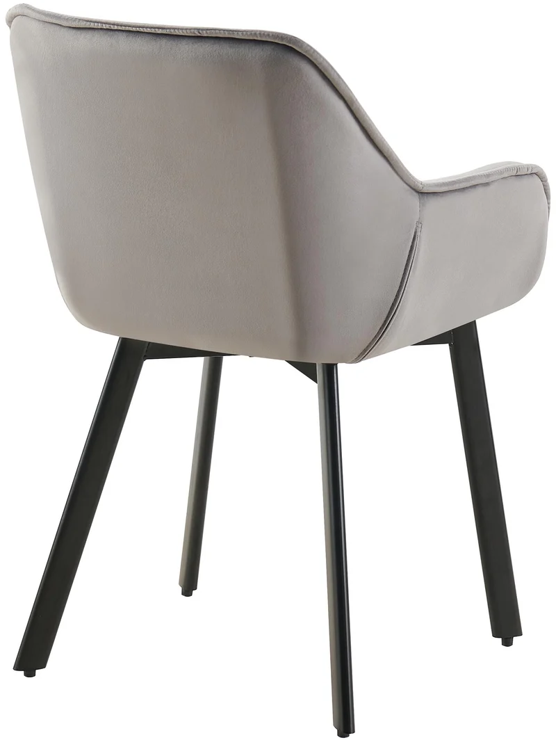 Lot de 2 chaises de salle à manger assise pivotante en velours gris foncé motif matelassé cadre métal 10_0007631