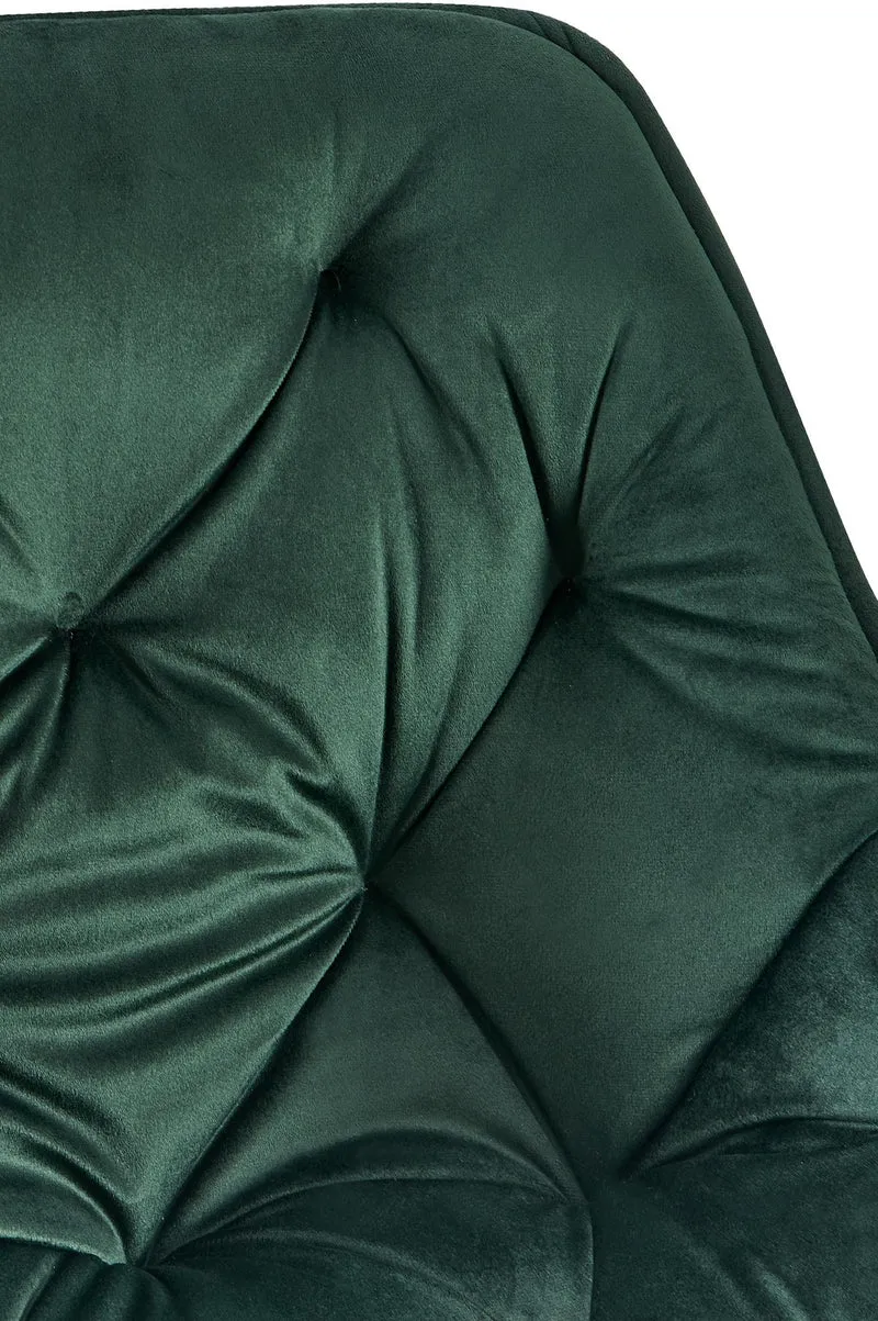 Lot de 2 chaises de salle à manger assise pivotante en velours vert motif matelassé cadre métal 10_0007453