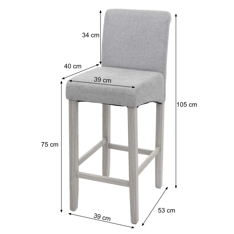Tabouret de bar rétro avec dossier repose pieds tissu effet daim bois clair 04_0005273