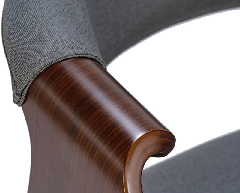 Chaise de salle à manger fauteuil de bureau sans roulette assise en tissu gris pieds en bois FAL101550