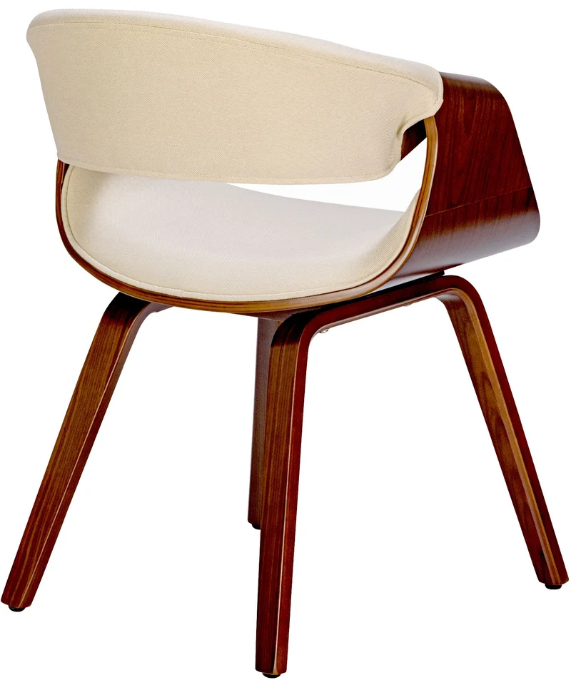 Chaise de salle à manger fauteuil de bureau sans roulette assise en tissu crème pieds en bois FAL10548