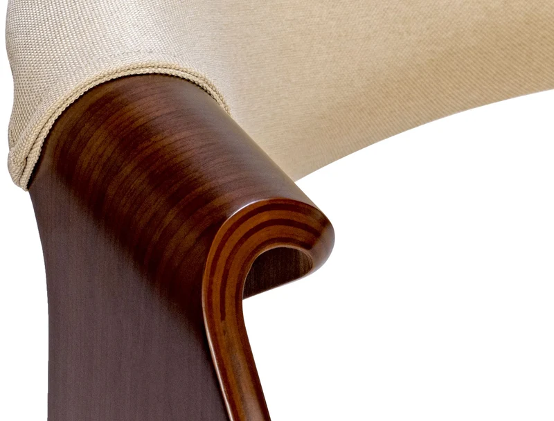 Chaise de salle à manger fauteuil de bureau sans roulette assise en tissu crème pieds en bois FAL10548