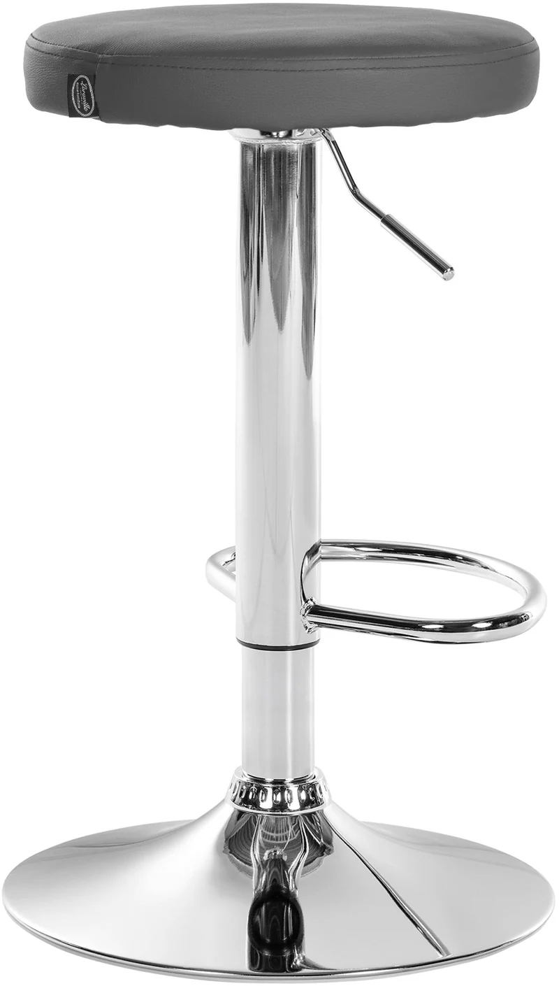 Lot de 2 tabourets de bar design simple avec assise en synthétique gris et cadre métal chromé TDB10692