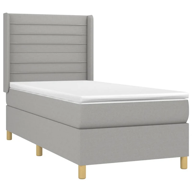 Cadre de lit LED avec sommier tête de lit matelas 80x200cm tissu gris clair TDL0209505
