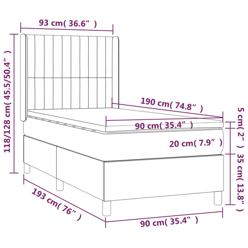 Cadre de lit LED avec sommier tête de lit matelas 90x190cm tissu gris clair TDL0209471