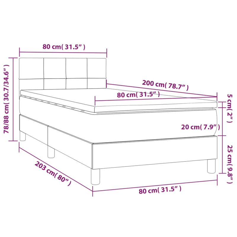 Cadre de lit LED avec sommier tête de lit matelas 80x200cm tissu noir TDL0209115