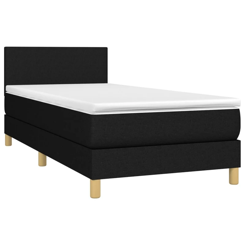 Cadre de lit LED avec sommier tête de lit matelas 80x200cm tissu noir TDL0209109