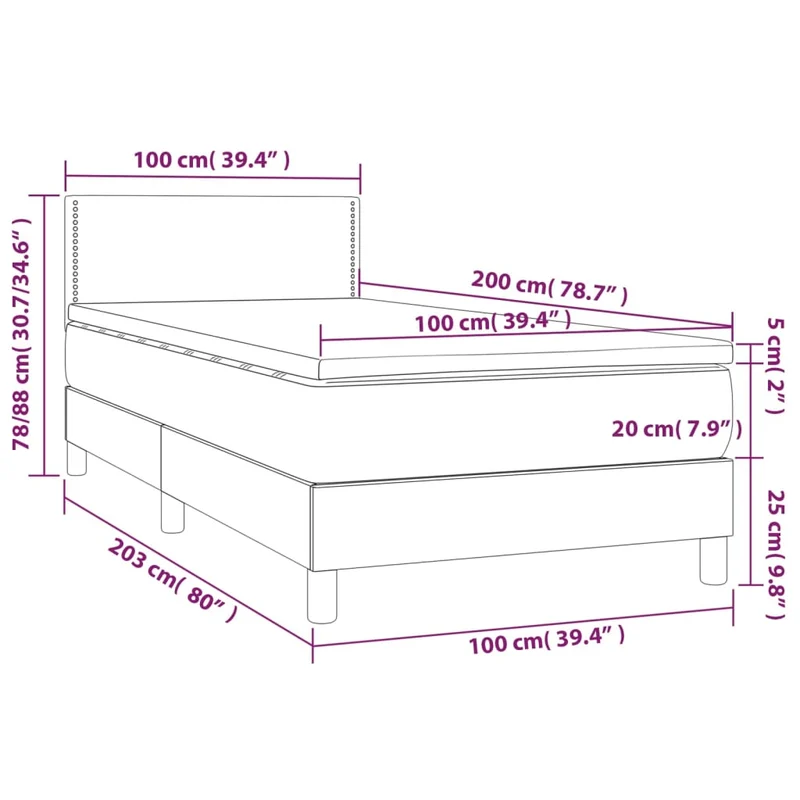 Cadre de lit LED avec sommier tête de lit matelas 100x200 cm synthétique blanc TDL0208734