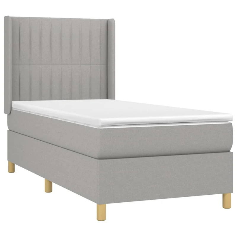 Cadre de lit LED avec sommier tête de lit matelas 90x190cm tissu gris clair TDL0209479