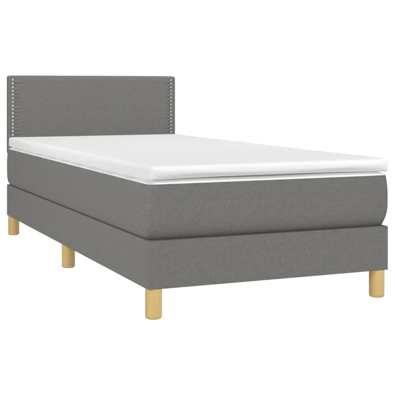 Cadre de lit LED avec sommier tête de lit matelas 90x200cm tissu gris foncé TDL0209377