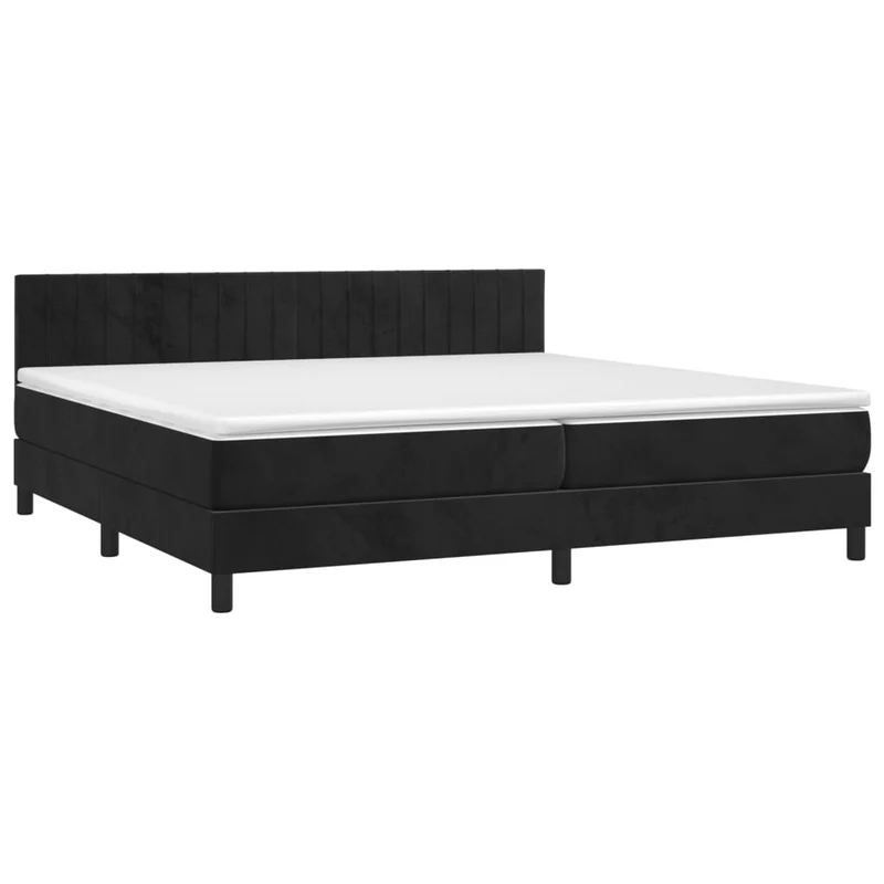 Cadre de lit LED avec sommier tête de lit matelas 200x200 cm tissu velours noir TDL0209141