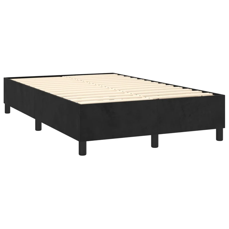 Cadre de lit LED avec sommier tête de lit matelas 120 x 200 cm tissu velours noir TDL0209270
