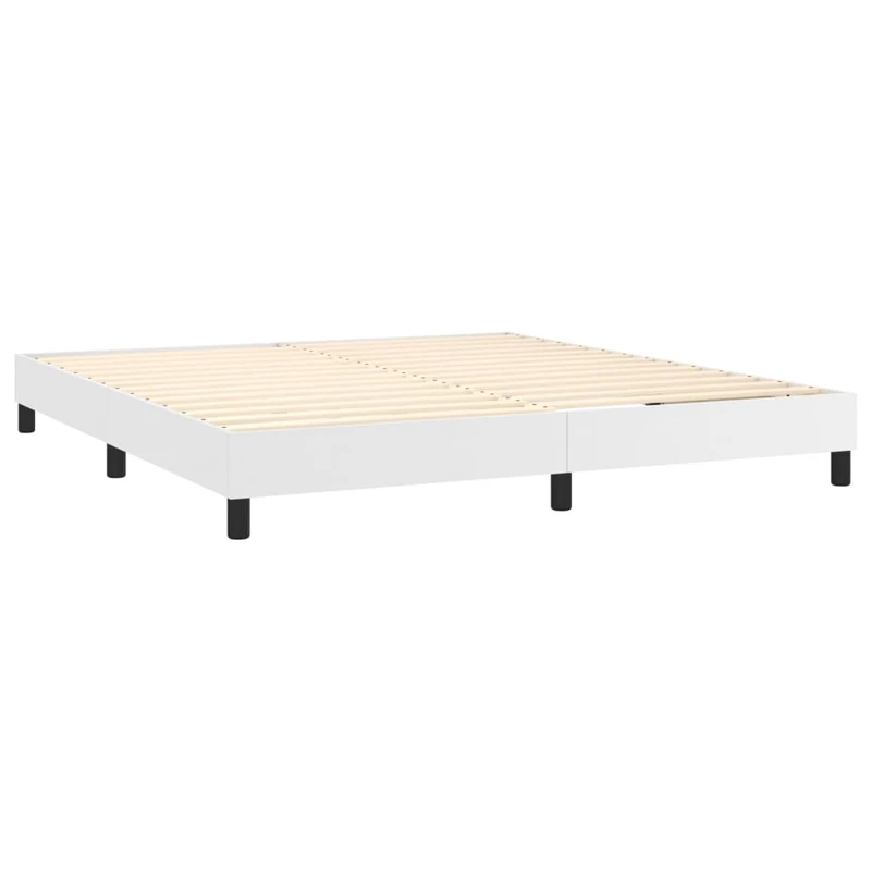 Cadre de lit LED avec sommier tête de lit matelas 180x200 cm synthétique blanc TDL0208718