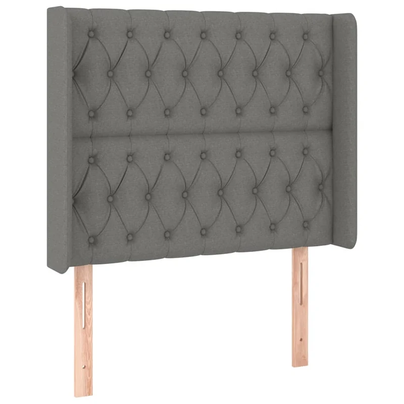 Cadre de lit LED avec sommier tête de lit matelas 90x190cm tissu gris foncé TDL0209398