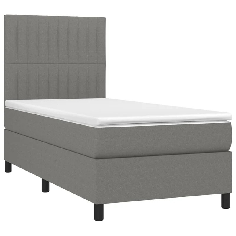 Cadre de lit LED avec sommier tête de lit matelas 90x190cm tissu gris foncé TDL0209393