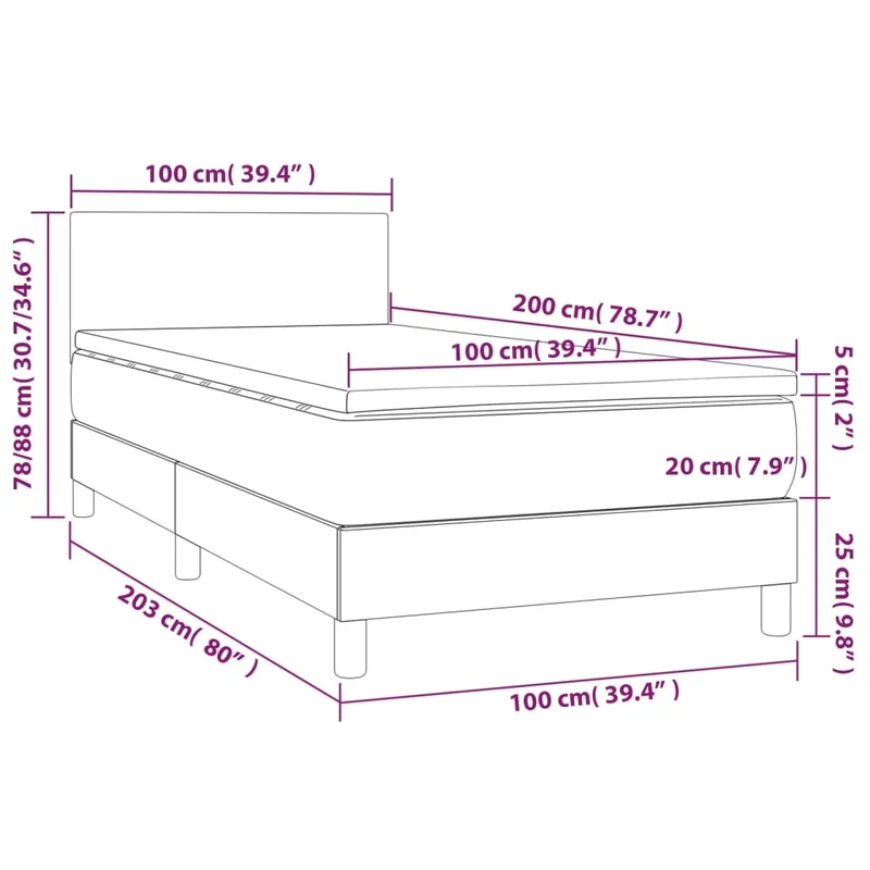 Cadre de lit LED avec sommier tête de lit matelas 100x200 cm synthétique blanc TDL0208731