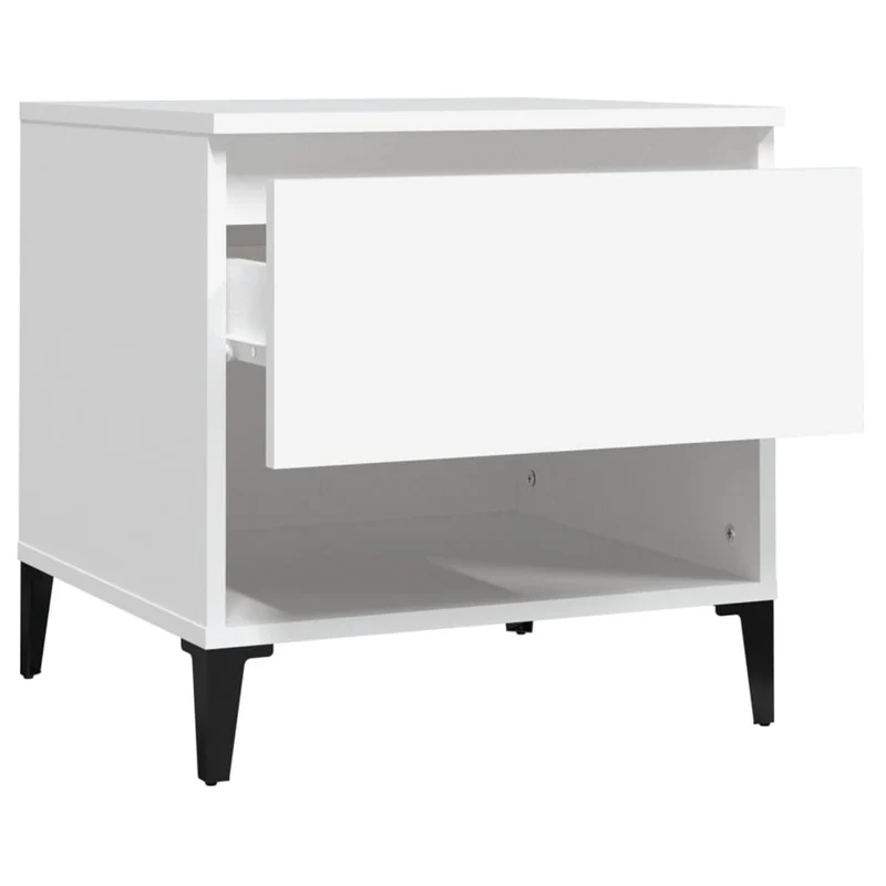 Lot de 2 tables d'appoint avec tiroir et compartiment 50 x 46 x 50 cm bois d’ingénierie blanc DEC032616