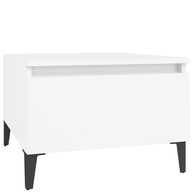Lot de 2 tables d'appoint avec tiroir 50 x 46 x 35 cm en bois d'ingénierie blanc DEC032615