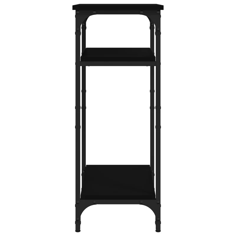 Table d'appoint table de chevet avec étagères 40 x 30 x 75 cm bois d'ingénierie noir et acier DEC032480