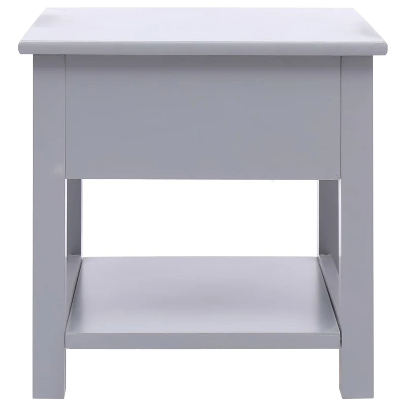 Table d'appoint bout de canapé avec tiroirs 40 x 40 x 40 cm bois de paulownia gris DEC032440