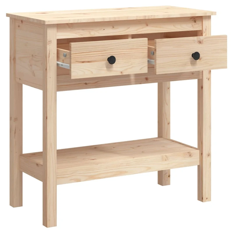 Table d'appoint console d'entrée meuble de salon avec tiroirs 75 x 35 x 75 cm en bois massif de pin DEC031570