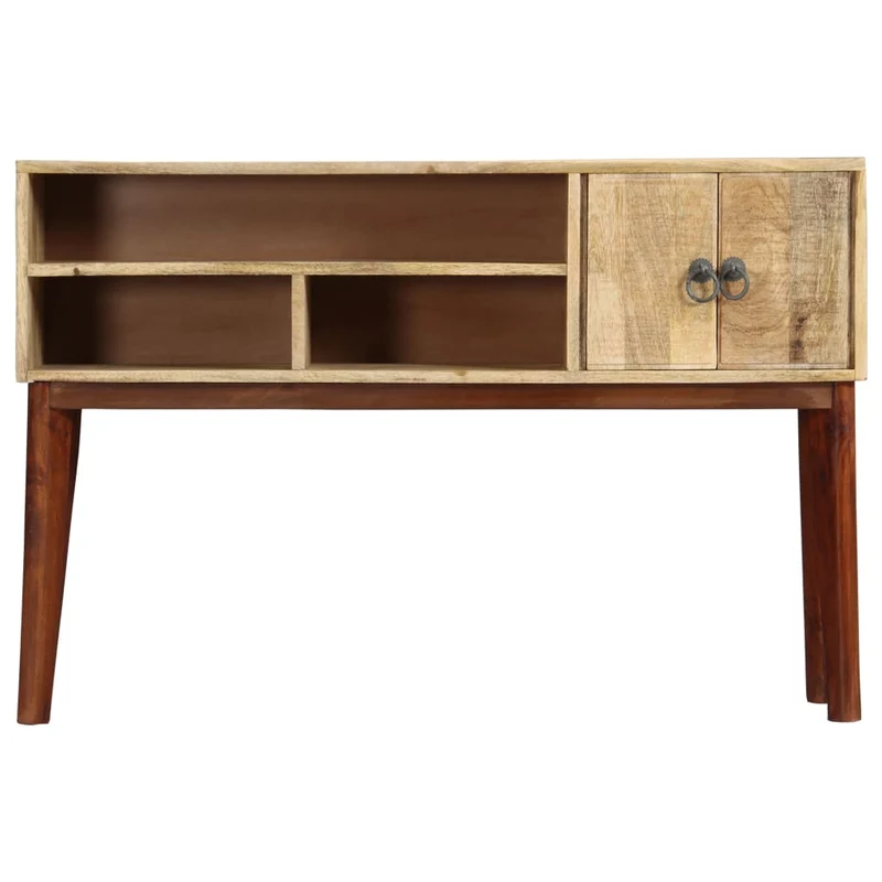 Table d'appoint console d'entrée meuble de salon avec compartiments de rangement 115 x 30 x 76 cm bois de manguier DEC031537