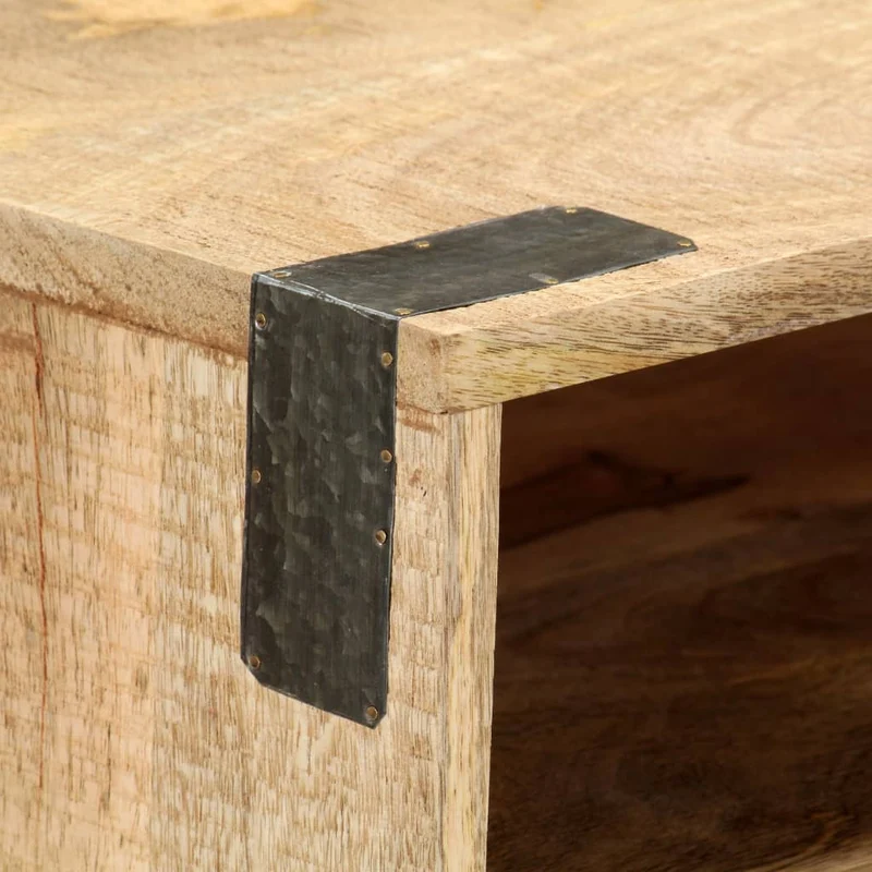 Table d'appoint console d'entrée meuble de salon avec compartiments de rangement 115 x 30 x 76 cm bois de manguier DEC031537