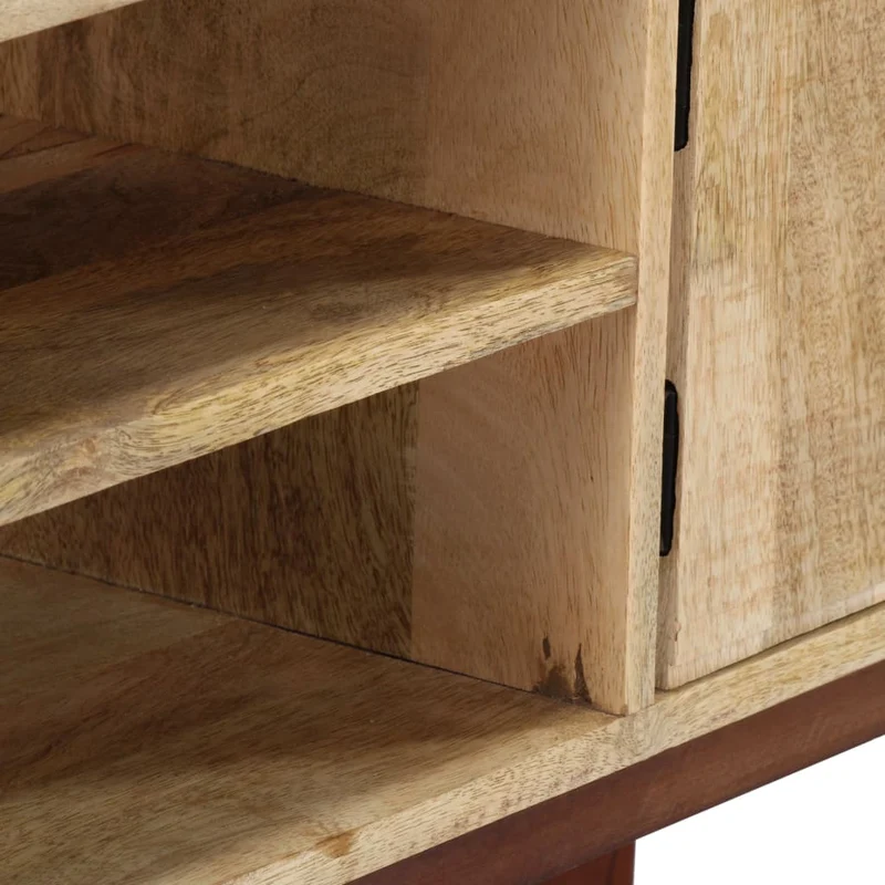 Table d'appoint console d'entrée meuble de salon avec compartiments de rangement 115 x 30 x 76 cm bois de manguier DEC031537